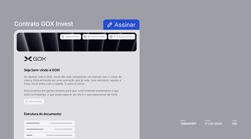 Contrato GOX Invest pronto para assinar